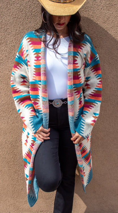 Southwest Multicolor Chic Duster Sweater