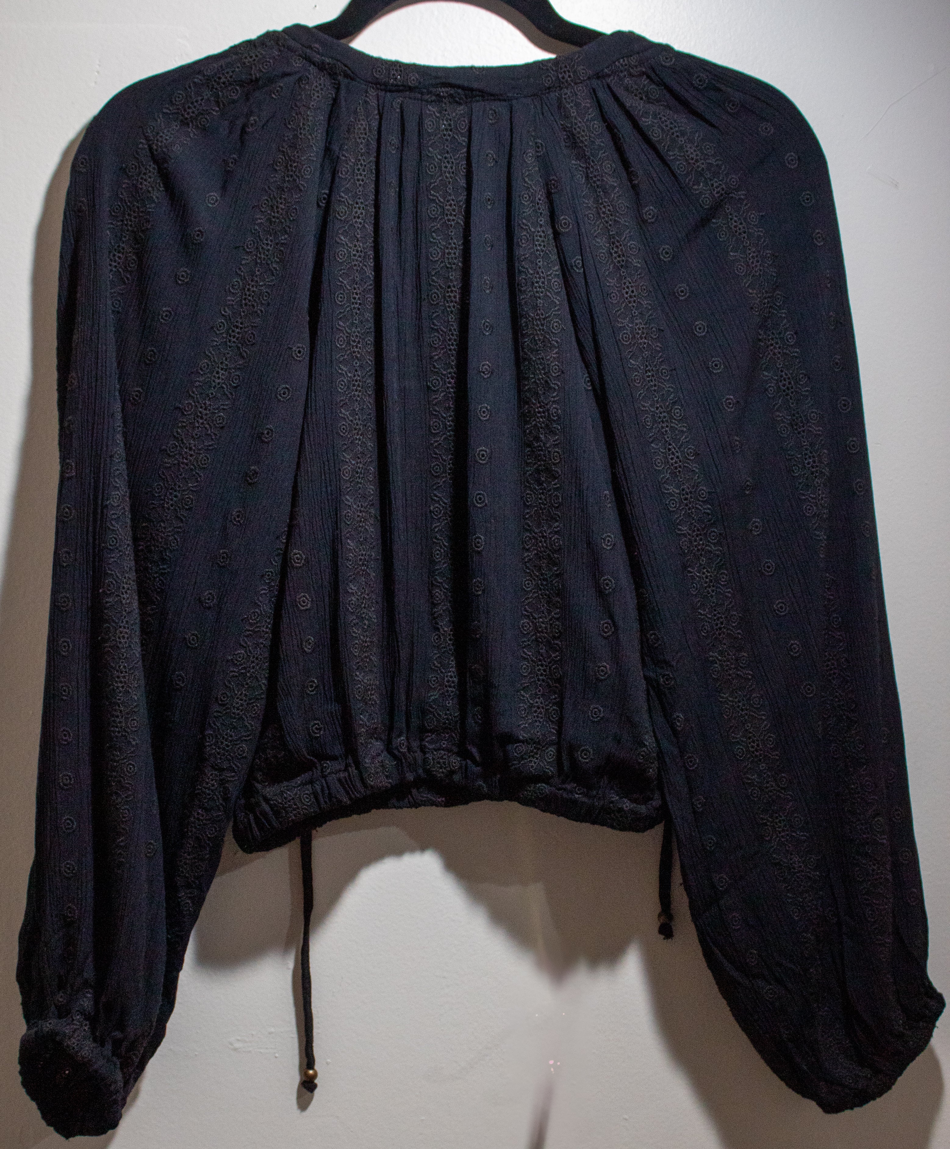 Eyelet Long Sleeve Midriff Top