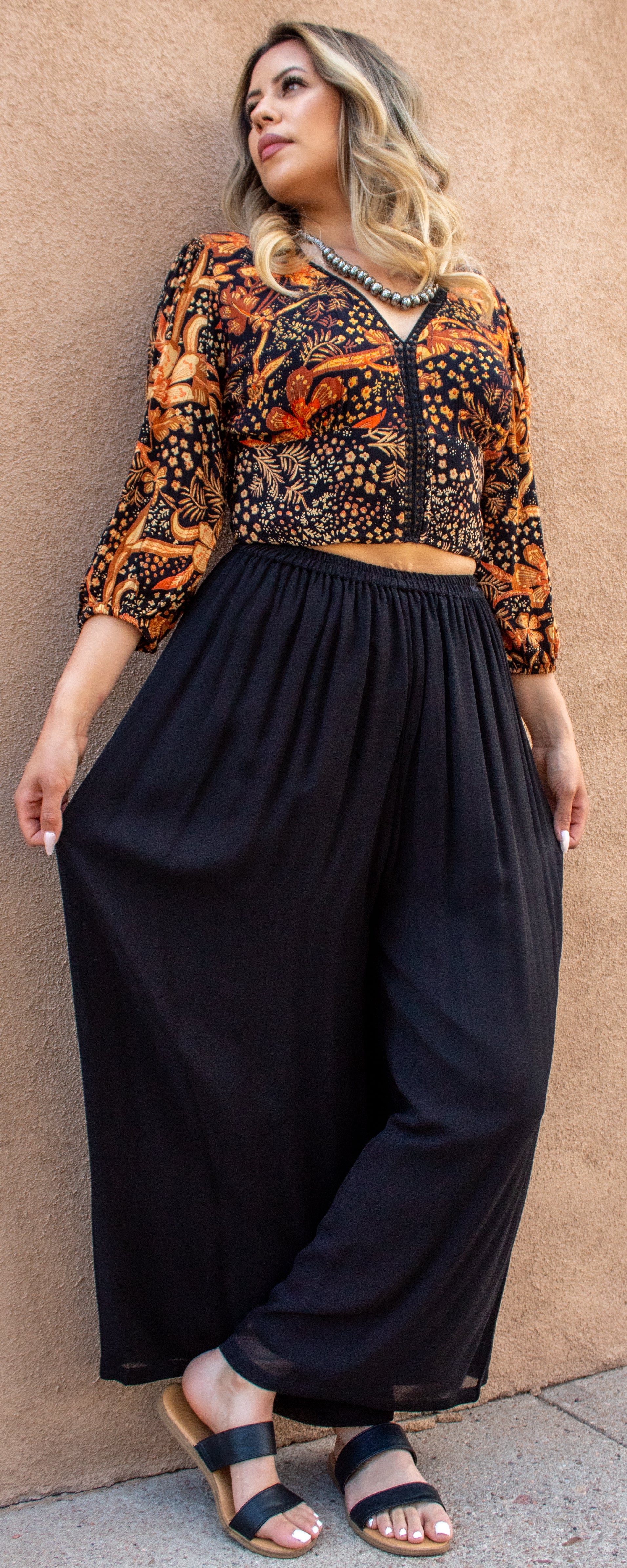 Floral Midriff Long Sleeve
