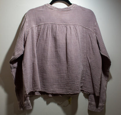 Mineral Washed  Cotton Long-Sleeved Top